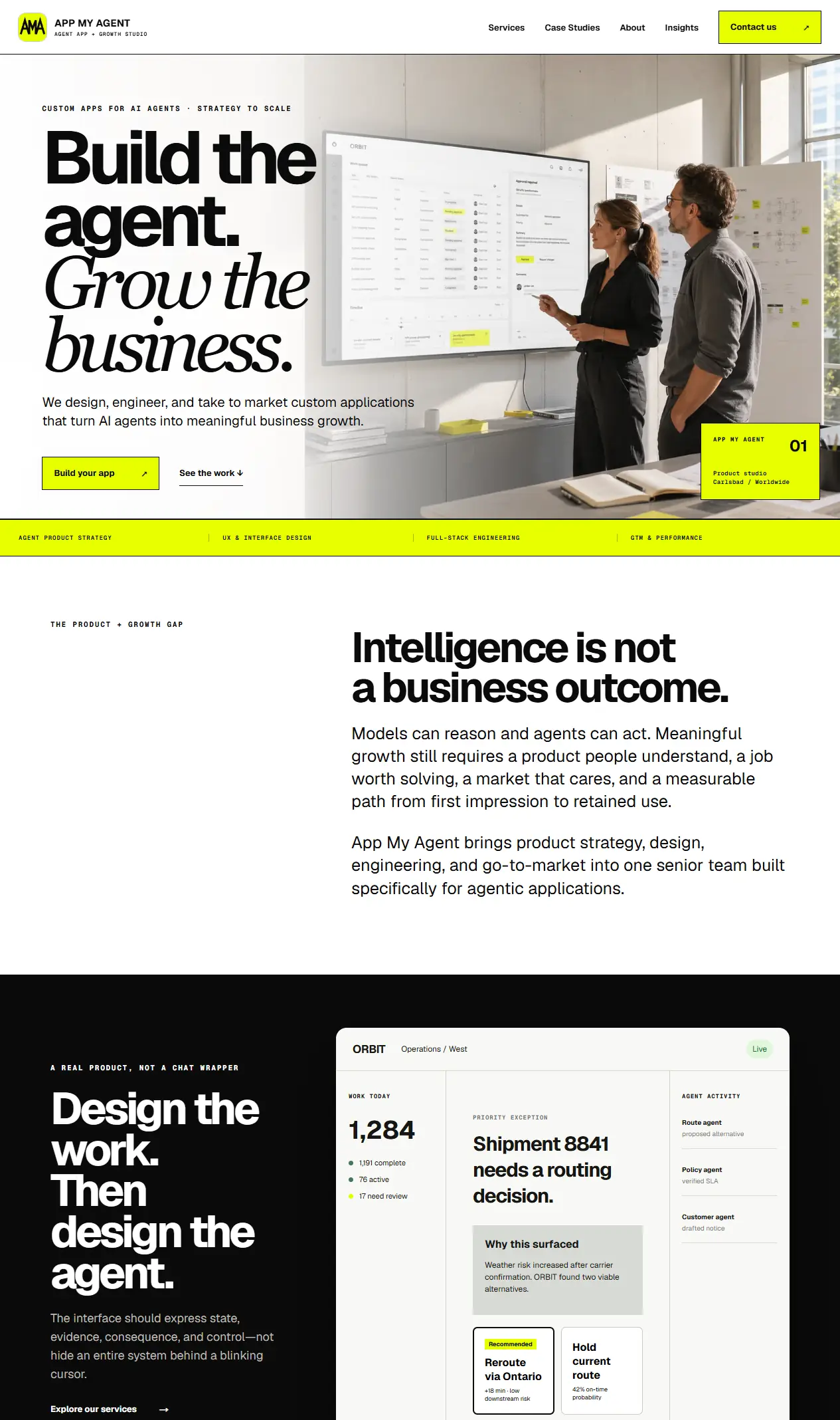 The AppMyAgent product website, scrolling